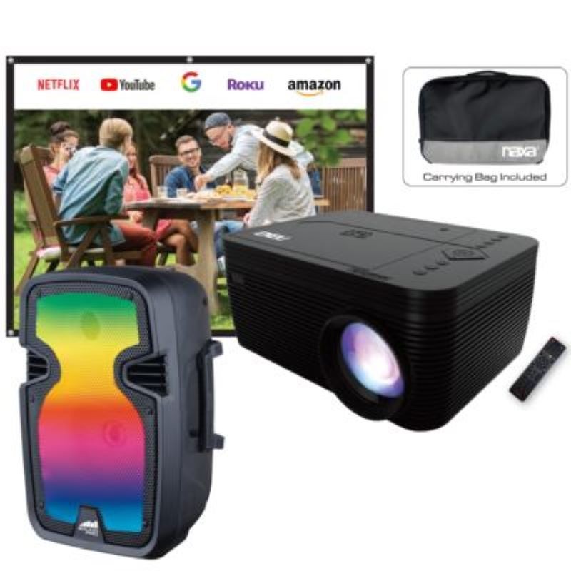 Naxa 150 Inch Home Theater Projector Combo Built-In DVD Player Speaker