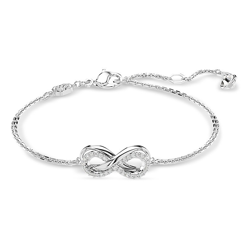 Hyperbola bracelet, Infinity, White, Rhodium plated-Medium