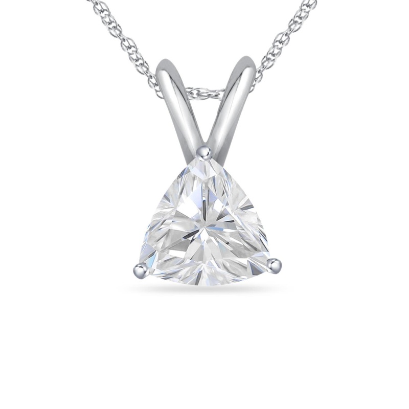 Trillion  Pendant with chain in 10K White Gold