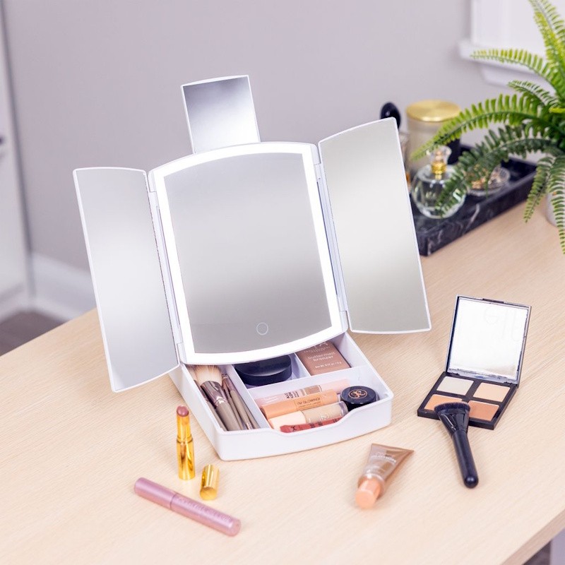 Travel Mirror with Lights and Tray
