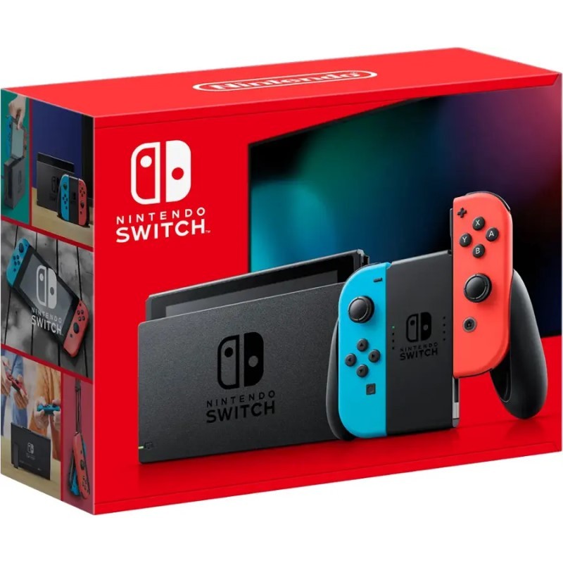 Switch with Neon Blue and Neon Red Joy‑Con