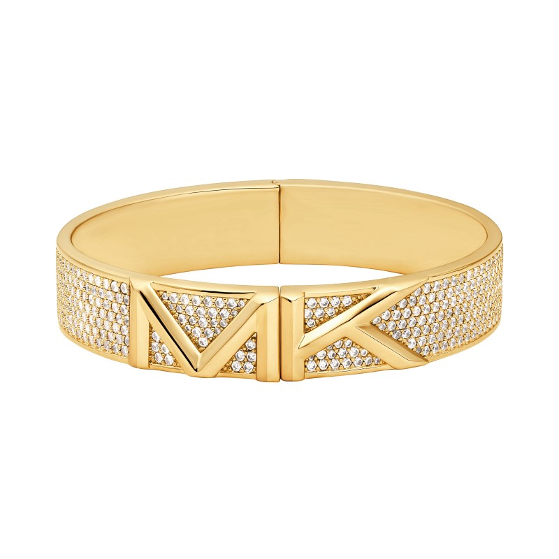 14K Gold-Plated Faceted MK Pavé Bangle
