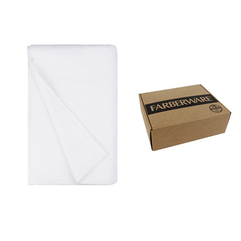Tailored 2Pcs Set Bath Towel - (White)