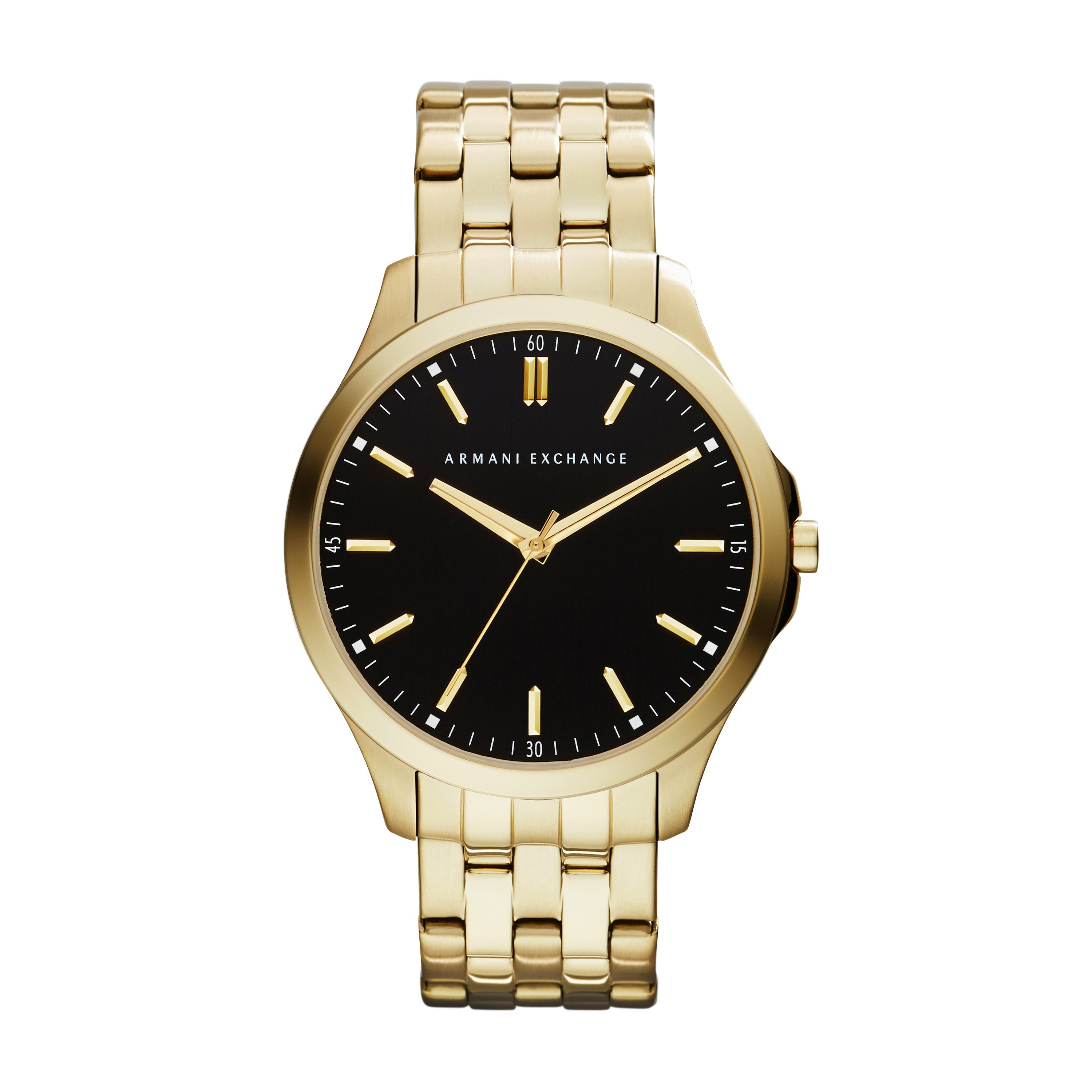 Mens Hampton Gold-Tone Stainless Steel Watch Black Dial
