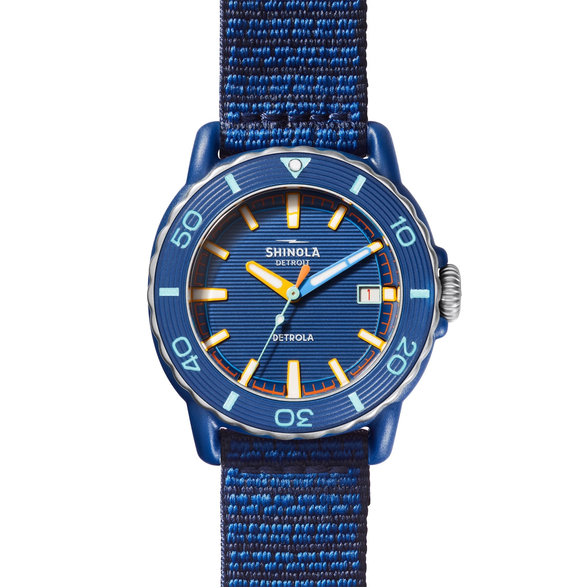 Unisex Sea Creatures Detrola Sea Blue Woven Strap Watch Blue Dial