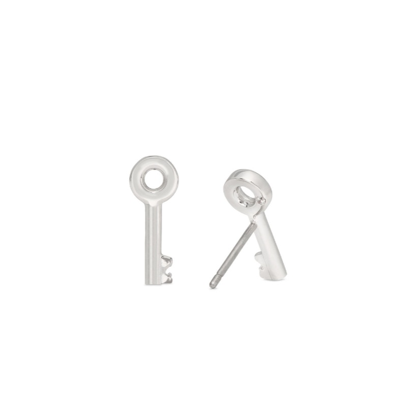 Spade Lock key Studs Silver