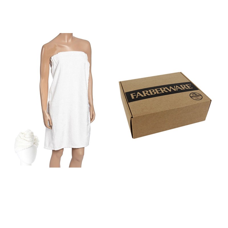 Bamboo Hair Turban Wrap Set - (White)
