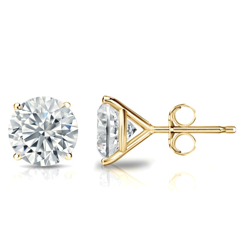4 Prong Martini Set Stud Earrings in Yellow Plating