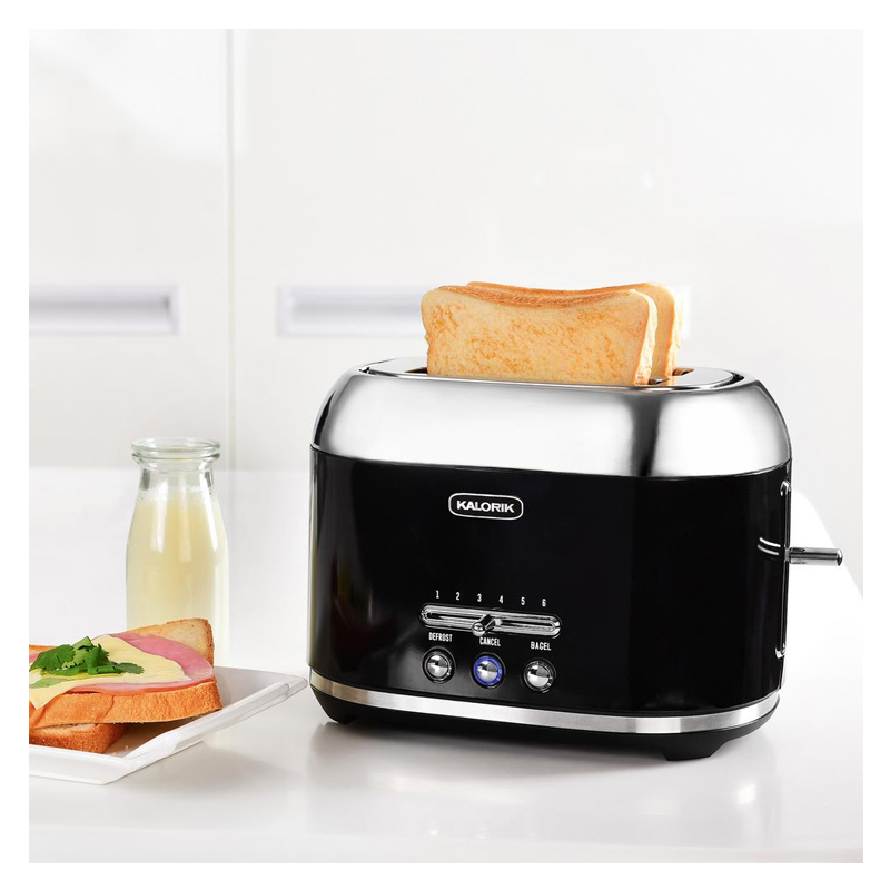 Retro 2-Slice Wide Slot Toaster - (Black)