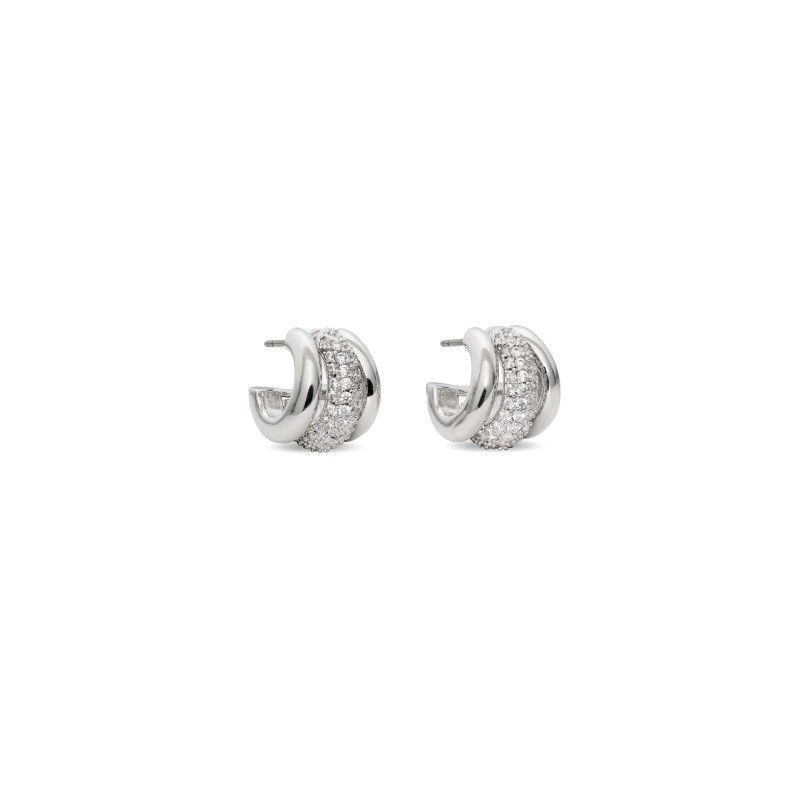 Tiny Twinkles pave trio huggies Clear/Silver