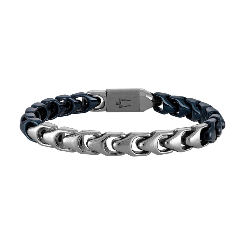 Link 8MM Stainless Steel & Navy IP bracelet