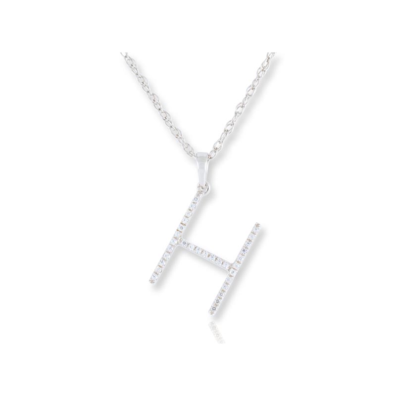 Diamond Initial H Necklace - (White Gold)