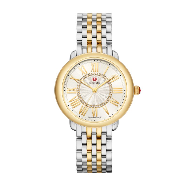 Ladies Serein Mid Two-Tone 46 Diamond Watch White Dial - (Silver)
