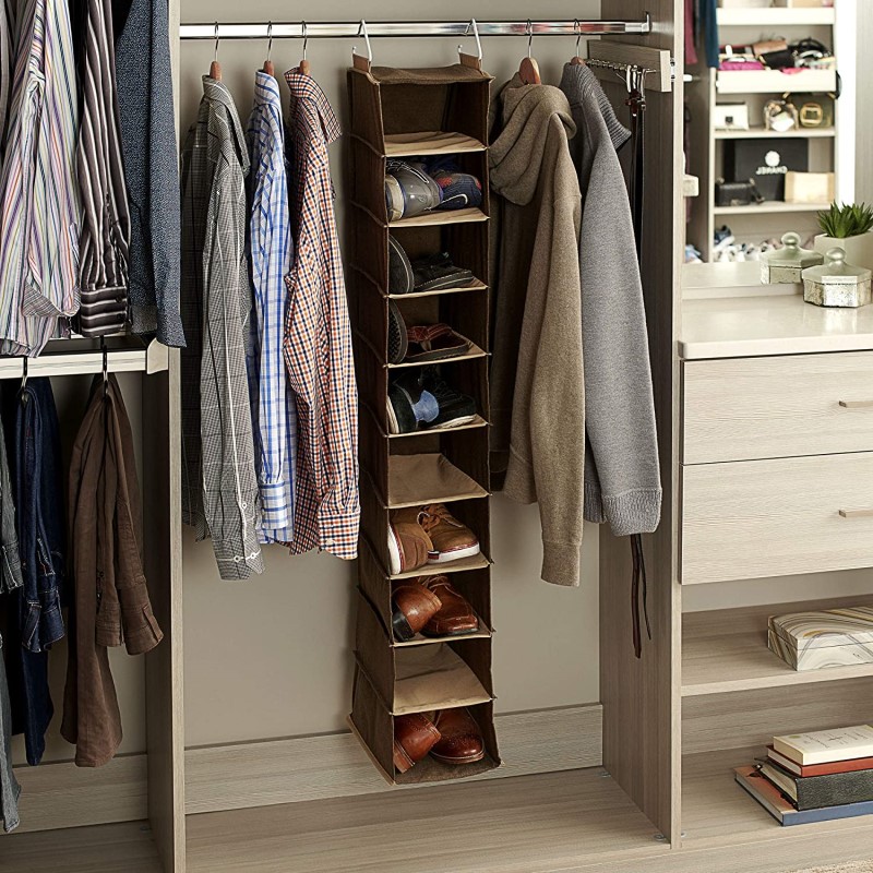 10 Pocket Hanging Closet Organizer - (Coffee)