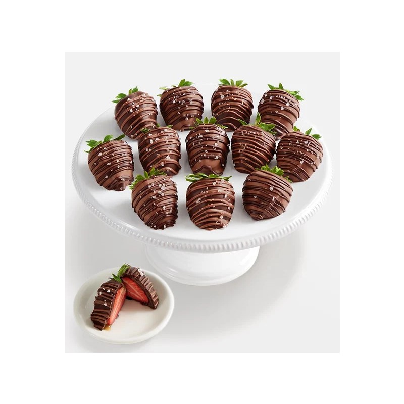 Caramel Sea Salt Artisan Belgian Chocolate Strawberries - 12ct