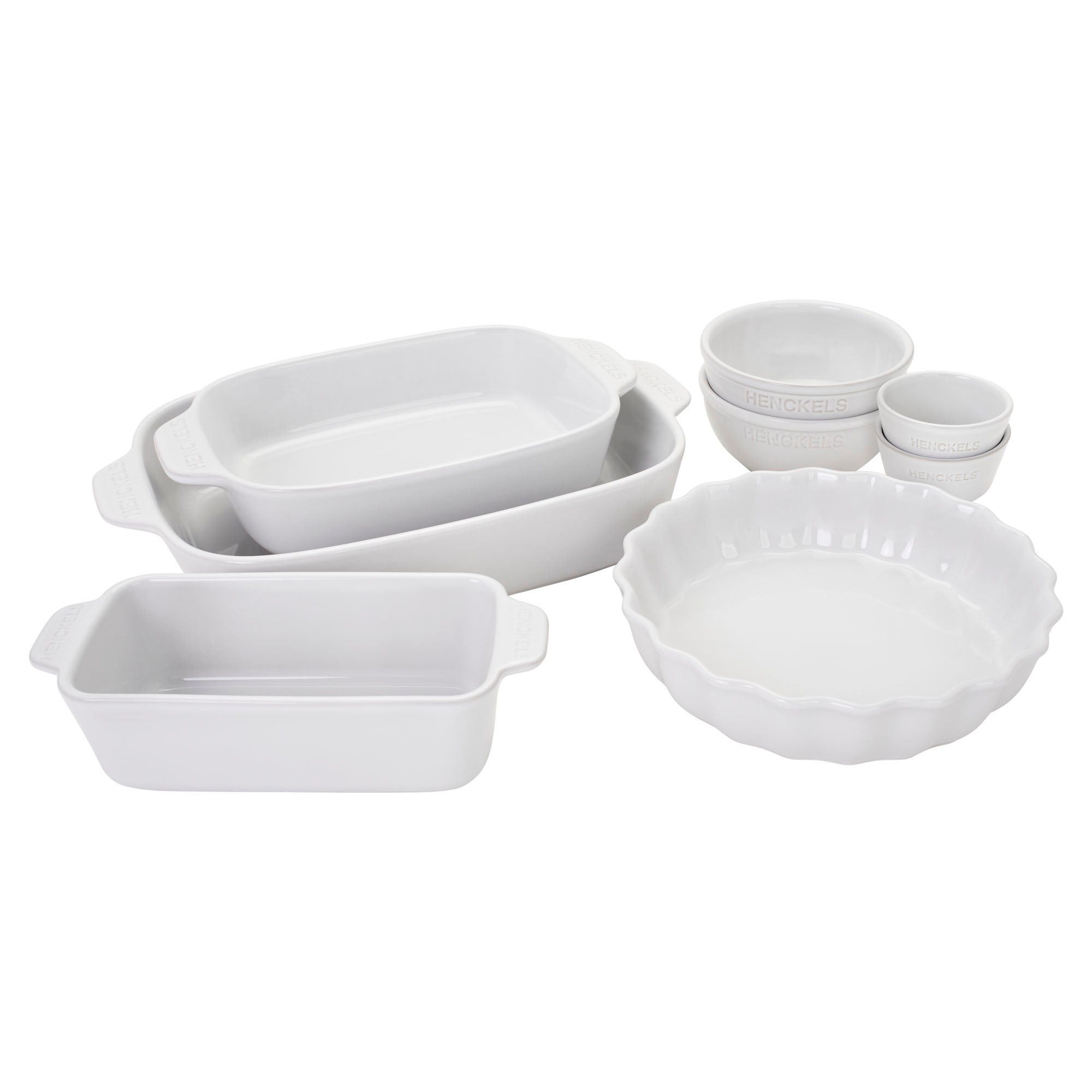 8pc Ceramic Mixed Bakeware & Serving Set White