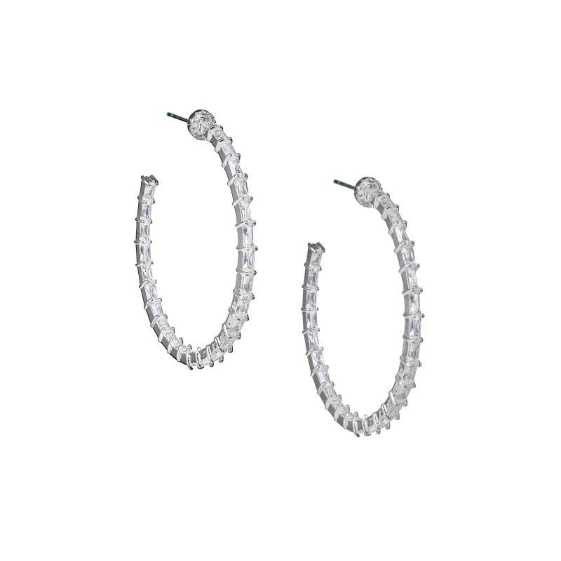 CZ by Kenneth Jay Lane Baguette Hoops