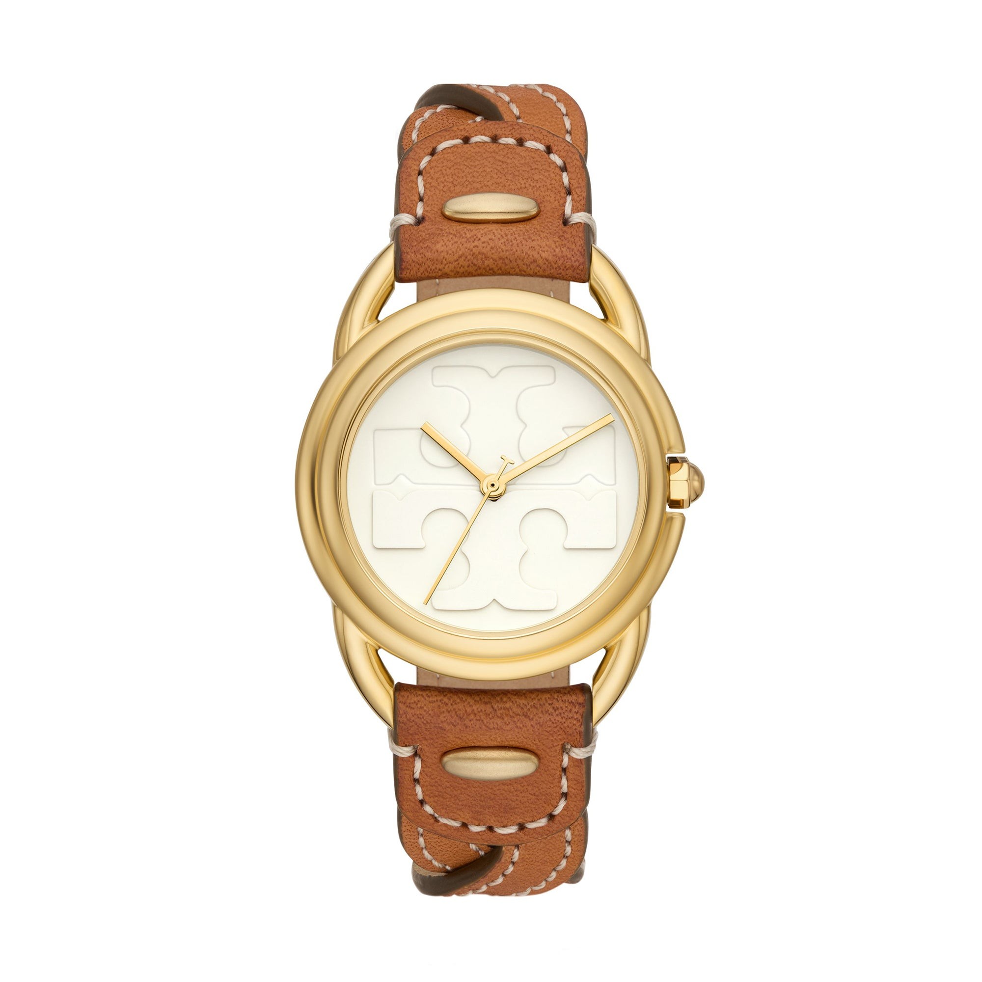 Ladies' Miller Gold & Brown Braided Leather Strap Watch, Cream Dial