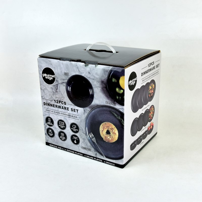 12 Pcs Black Pearl Dinnerware Set