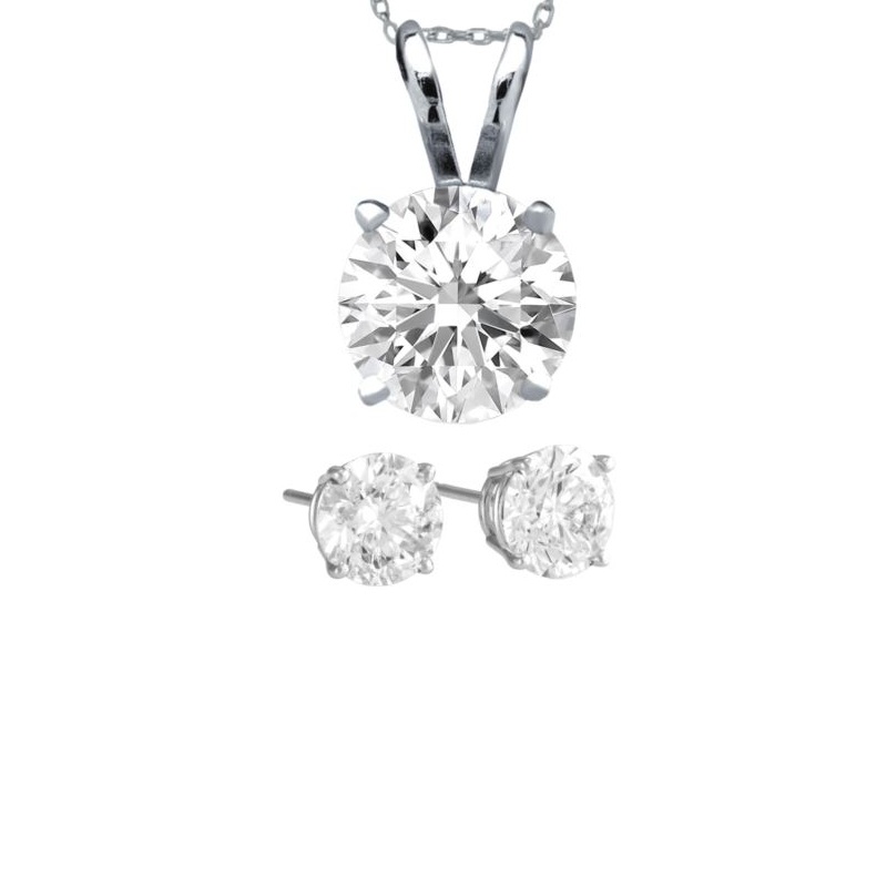 Royal Stud Earrings (.25 Ctw) And Dream Necklace (.10 Ct) 14K Set