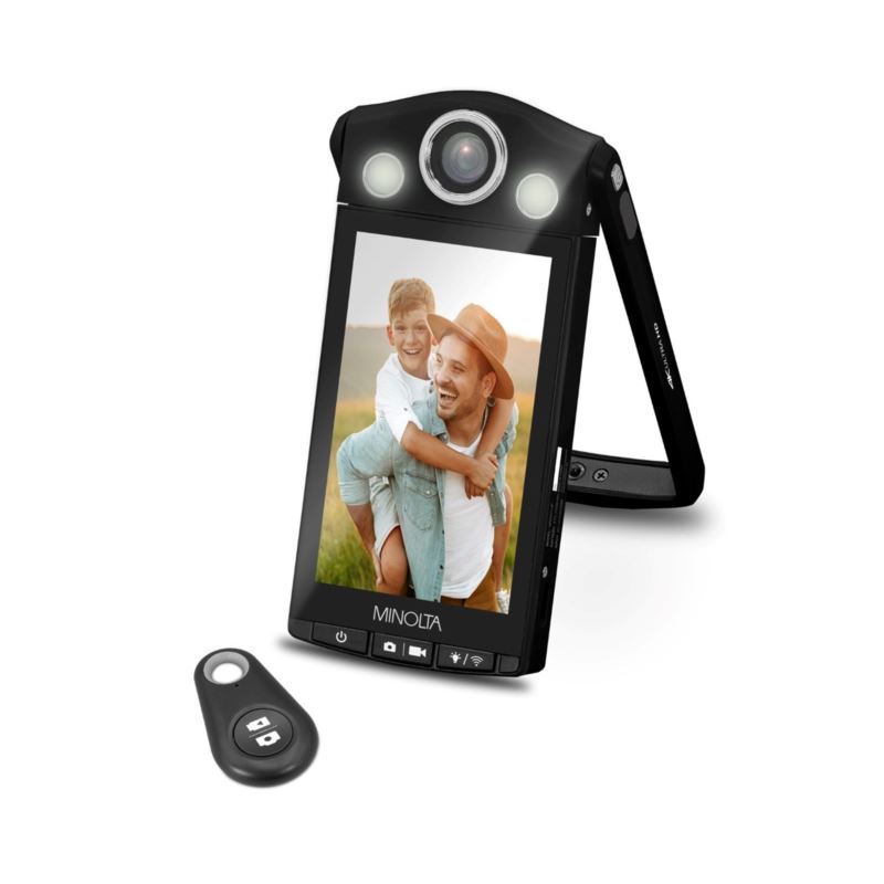 Black 64MP 4K Vlogging Camera with Built-in Selfie Stand