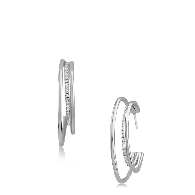 CZ by Kenneth Jay Lane Triple Half Hoop Earrings