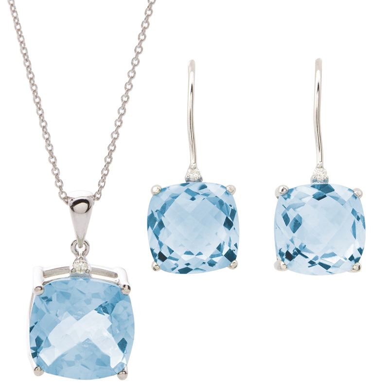 Blue Topaz Earring and Necklace Set