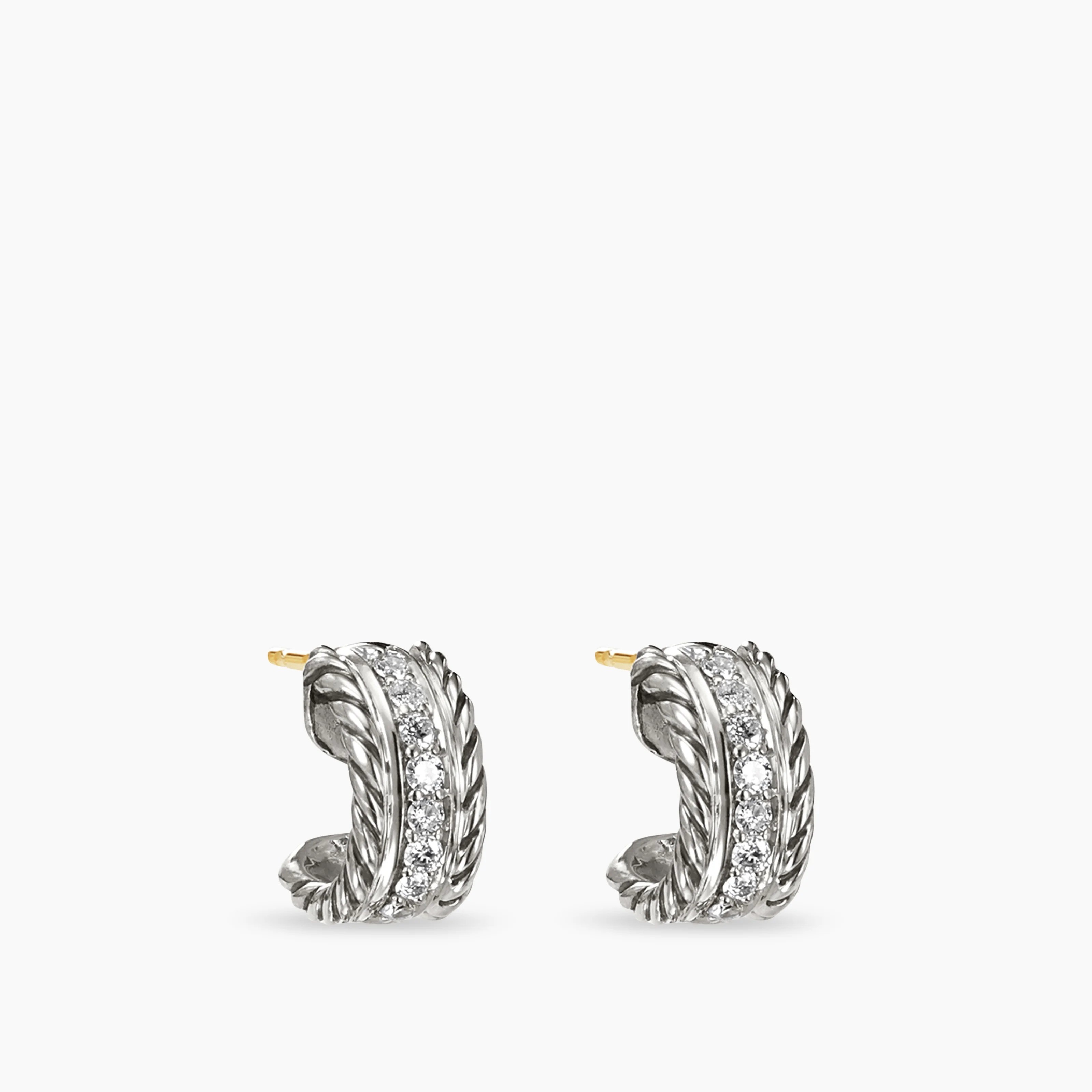 Ladies Cable Huggie Hoop Earrings