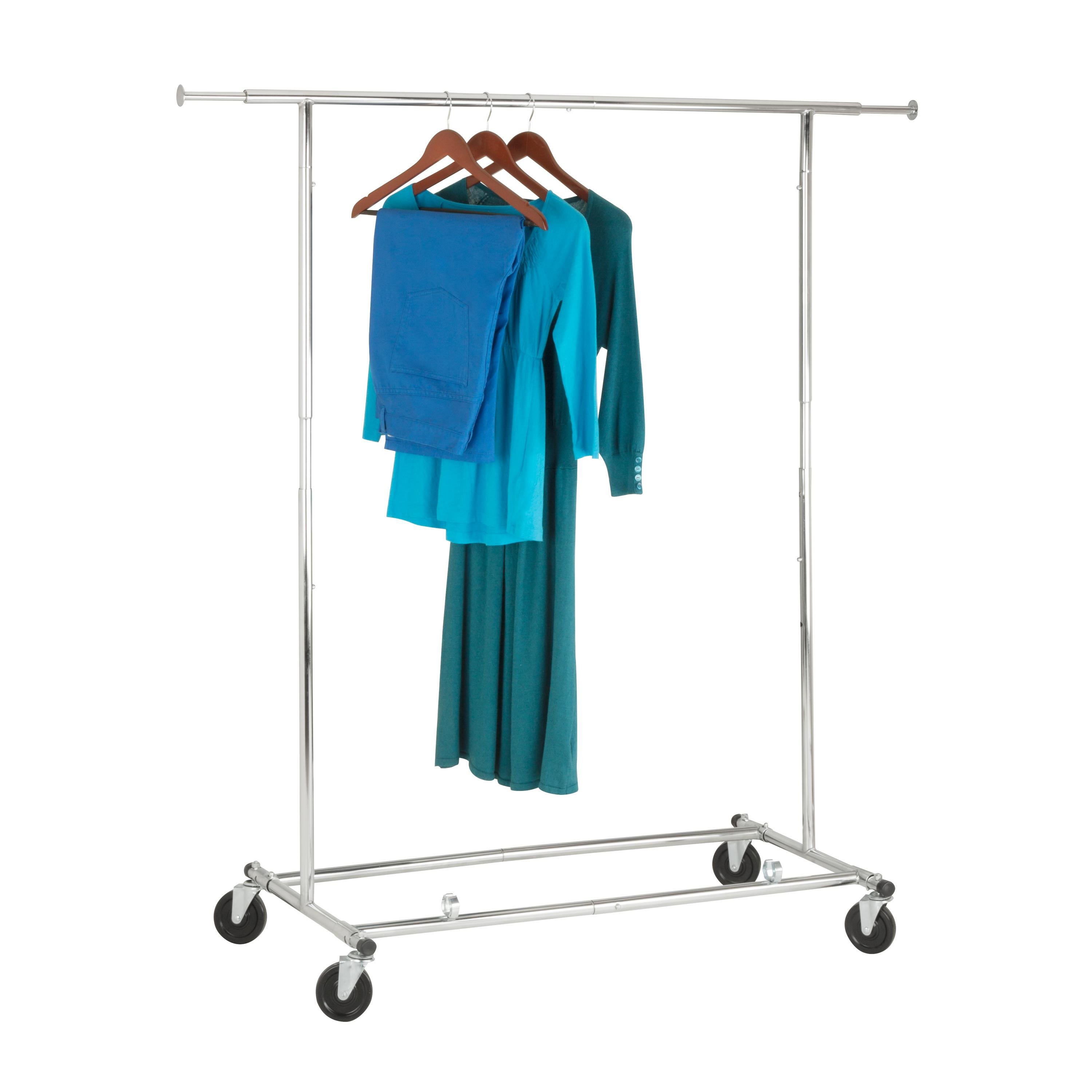 Collapsible Expandable Rolling Garment Rack Chrome