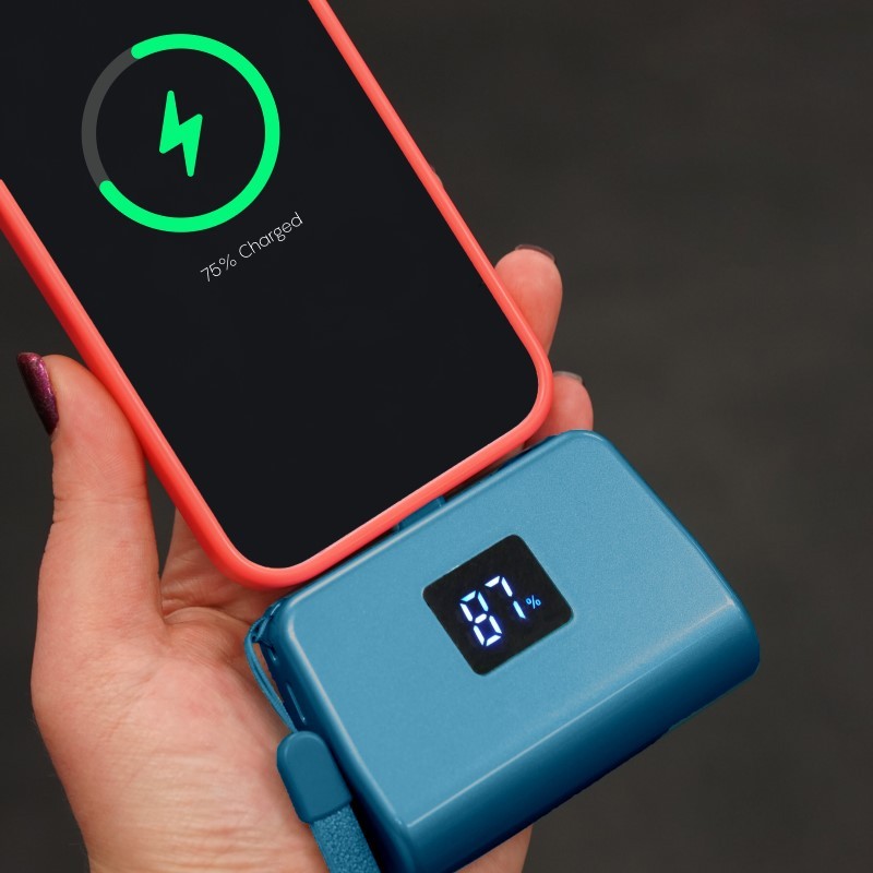 TotalBoost Mini 5,000mAh Power Bank w/ Interchangeable Adapters - (Navy Metallic)