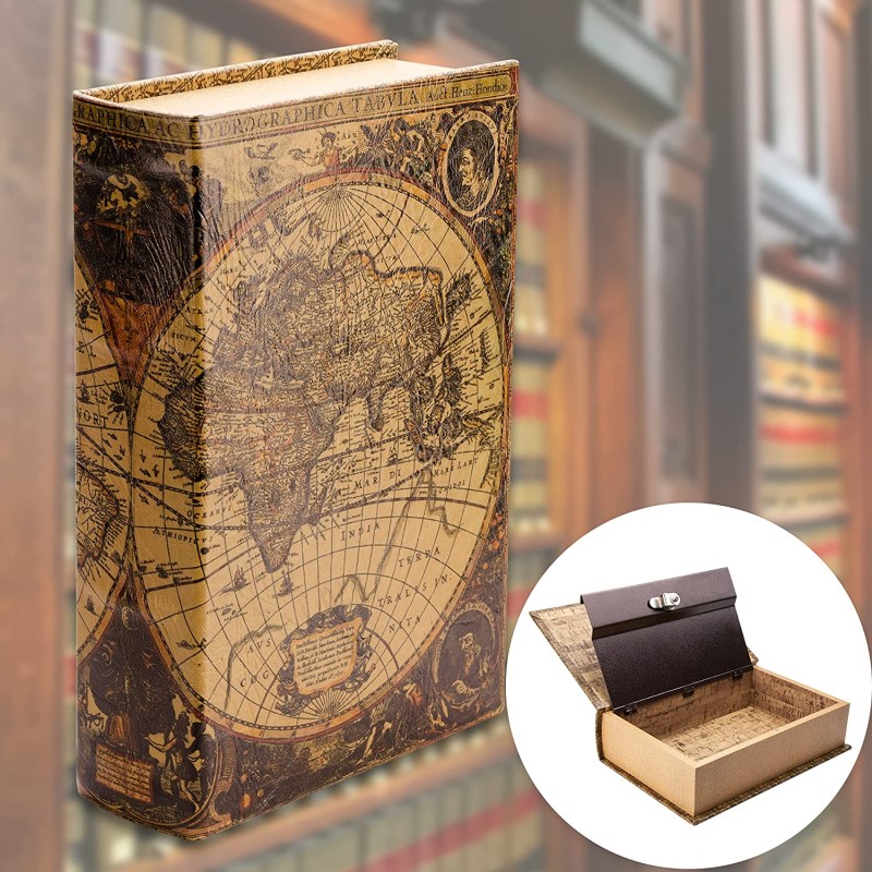 Antique Map Book Lock Box