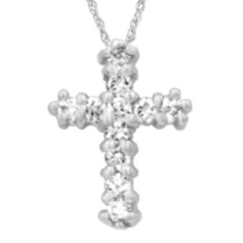 Cross Pendant 14K Necklace - (White Gold)