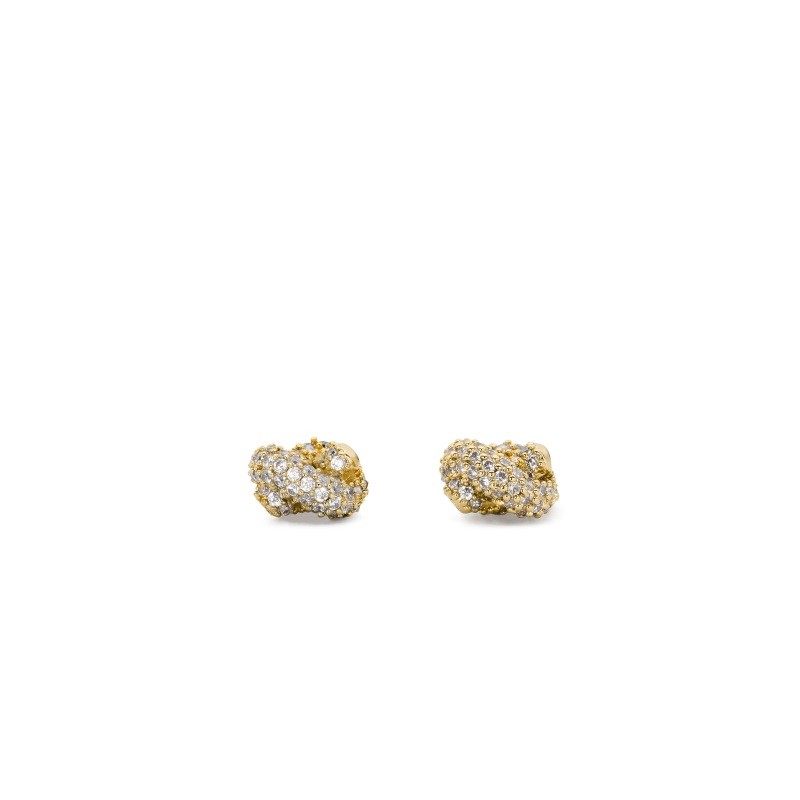 Sailor's Knot pave studs Clear/Gold