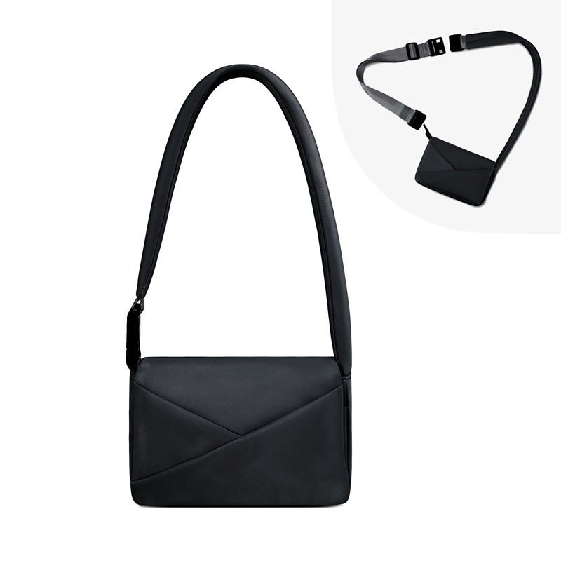 Mini Origami Flap Crossbody & Handbag - Black