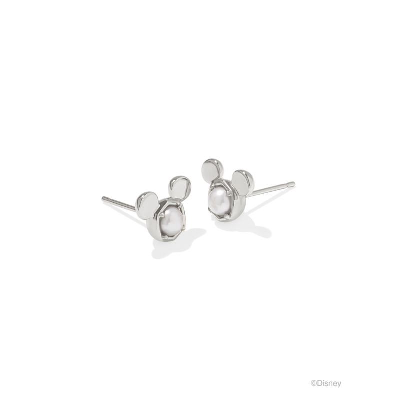 Disney Silver Mickey Mouse Stud Earrings in Freshwater Cultured Pearl
