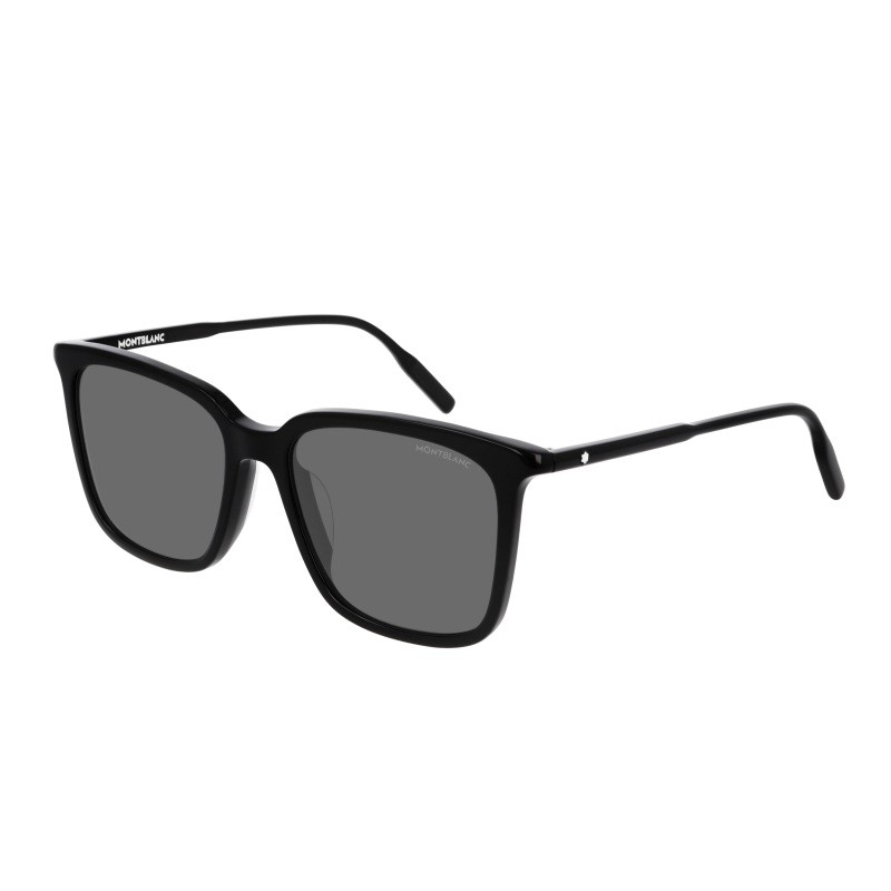 Men's Shiny Black Rectangular Sunglasses
