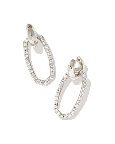 Kendra Scott Danielle Silver Convertible Link Earrings, White Crystal