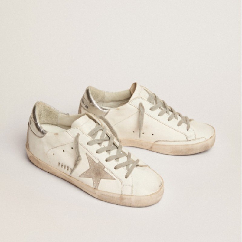 Women's Super-Star with silver heel tab and metal stud lettering sneakers Size 10