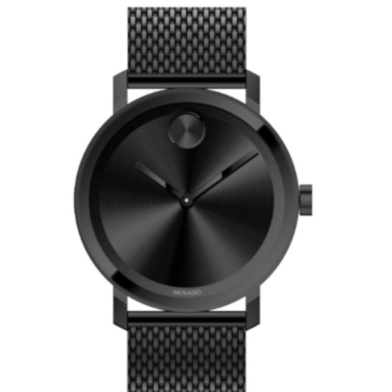 40mm - Bold Gents Black IP Case and Mesh Bracelet - (Black Sunray Dial)