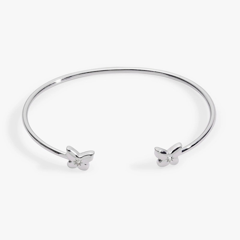 Puffy butterfly crystal flex cuff bracelet