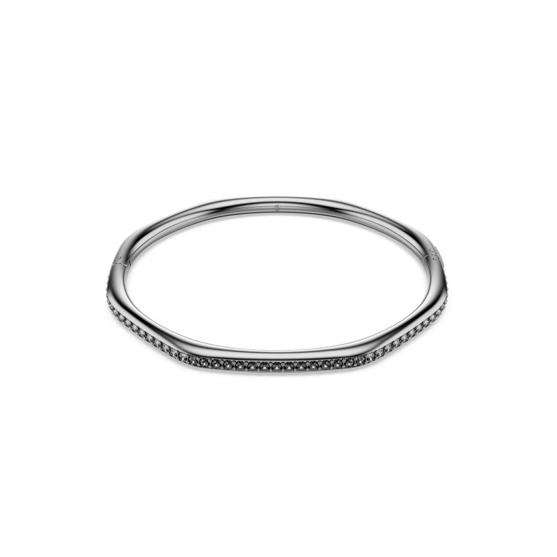 Dextera bangle, Octagon shape, Round cut, White, Ruthenium plated-XL
