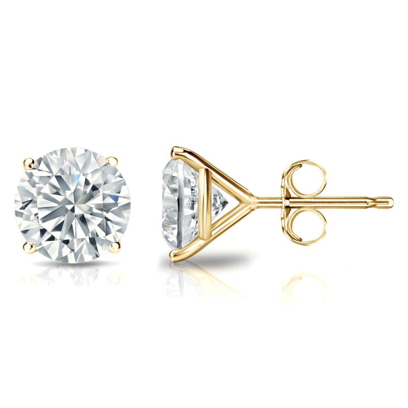 4 Prong Martini Set Stud Earrings in Yellow Plating