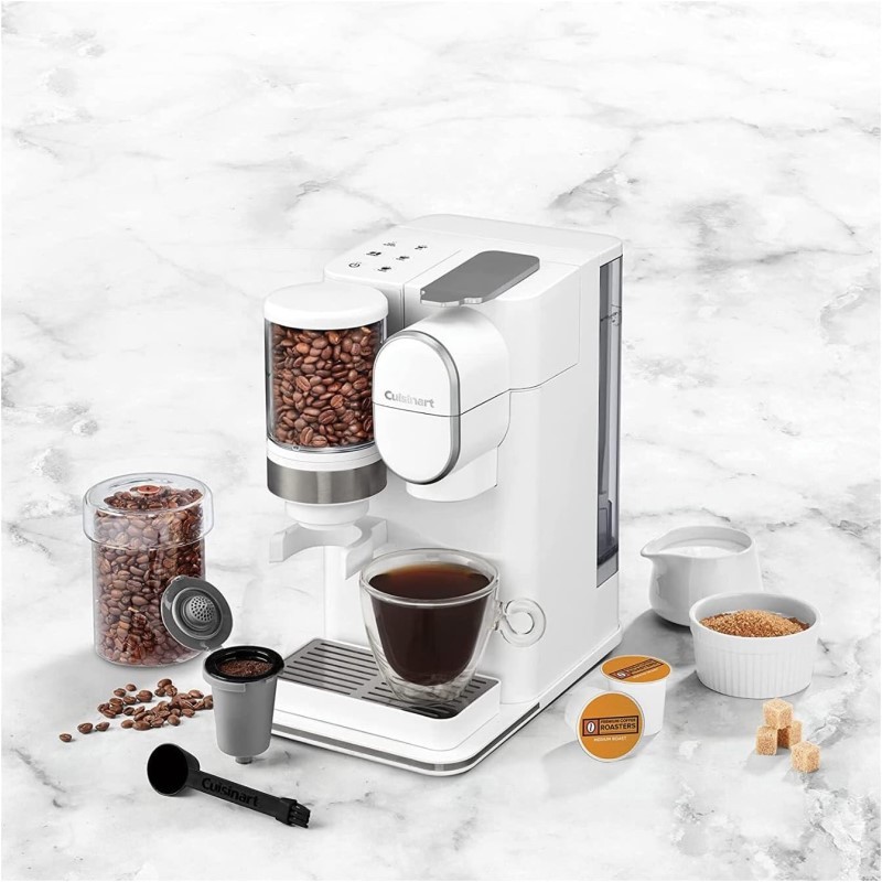 Conical Burr Grind & Brew Single Serve Coffeemaker (White)